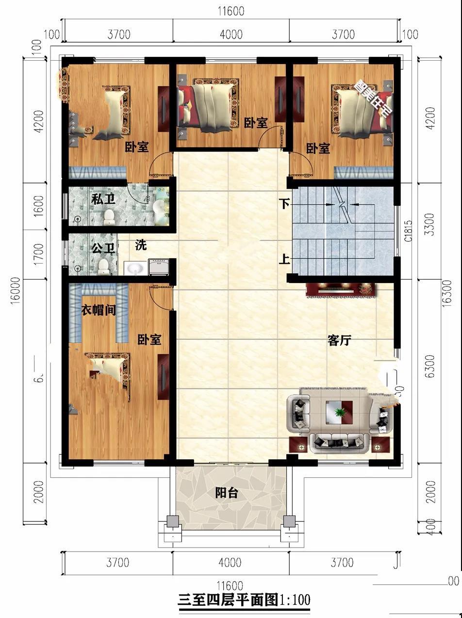 11.6×16.4米的鄉(xiāng)村別墅 11.6×16.4米的鄉(xiāng)村別墅