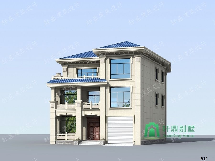 農村三層帶車庫自建別墅設計圖側面效果圖.jpg 農村三層帶車庫自建別墅設計圖側面效果圖.jpg