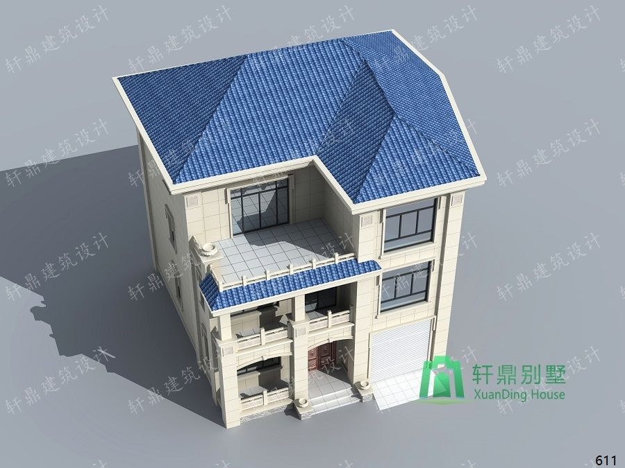 農村三層帶車庫自建別墅設計圖俯視效果圖.jpg 農村三層帶車庫自建別墅設計圖俯視效果圖.jpg