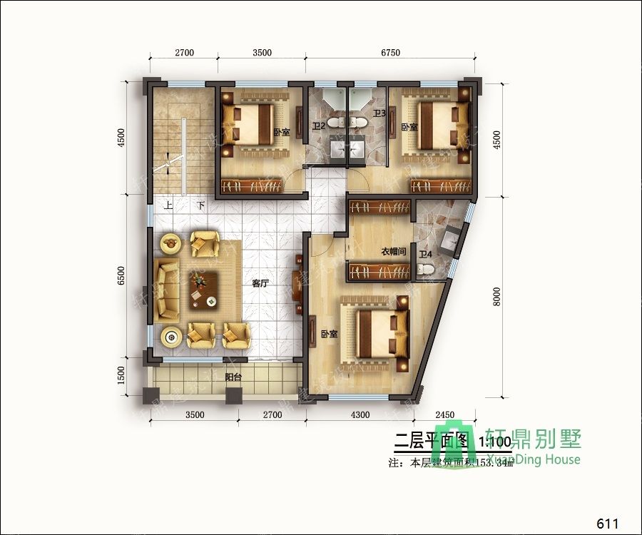 農村三層帶車庫自建別墅設計圖二層平面.jpg 農村三層帶車庫自建別墅設計圖二層平面.jpg